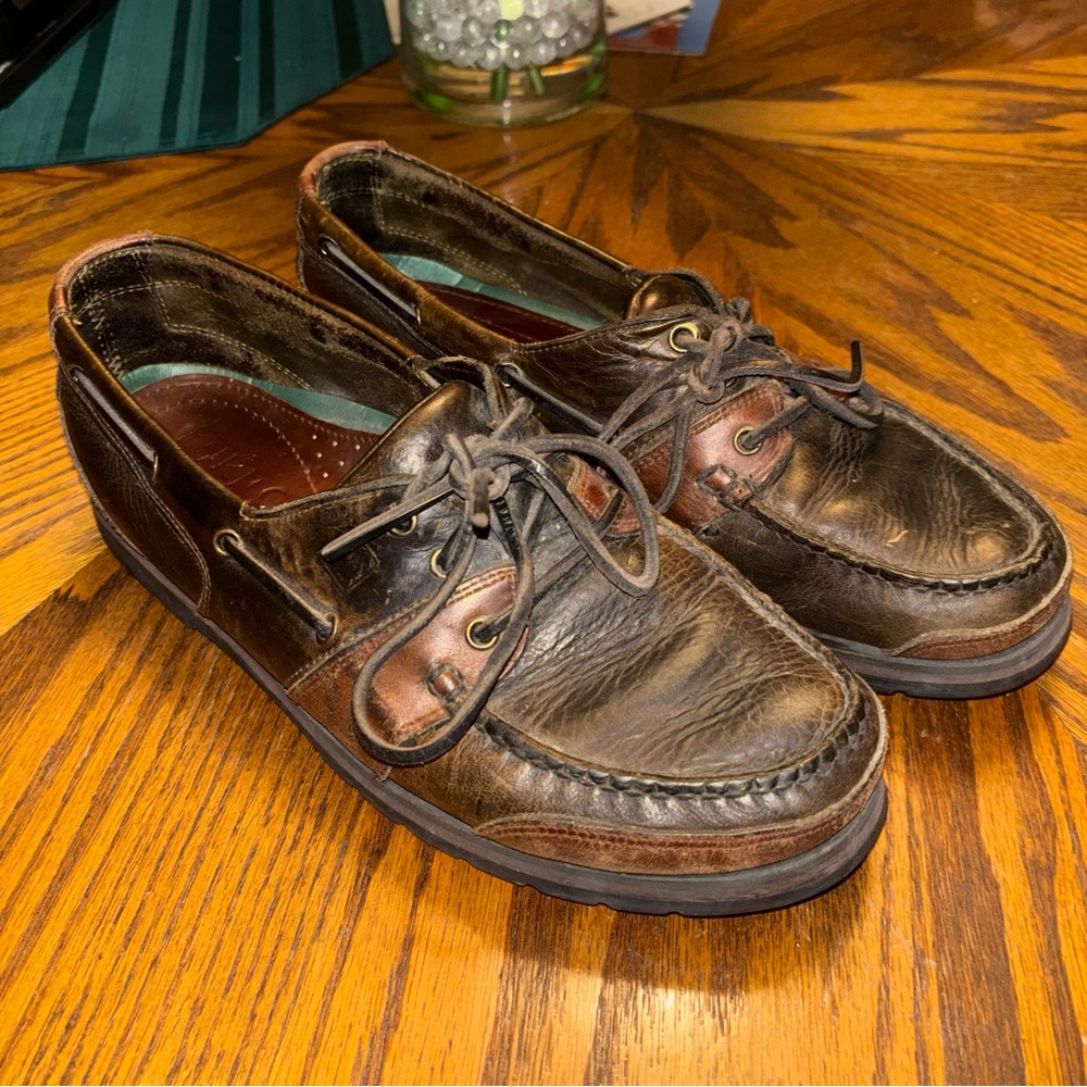 Vintage RJ Colt Men's Brown Leather Boat Shoes